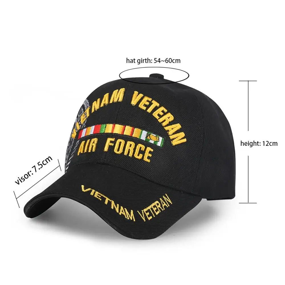 Черная бейсбольная Кепка с вышивкой воздушная сила Мужская бейсболка защелкой в