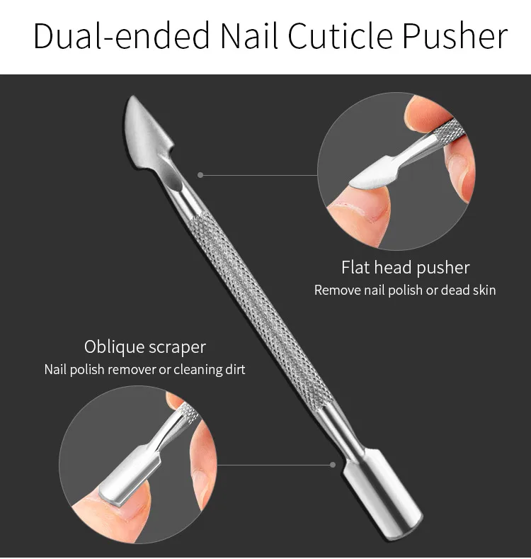 Nail Art Files Dead Skin Fork Remover Cuticle Spoon Cutter Pusher Nipper Clipper Trimmer Scissors Manicure Care Tool 4Pcs/set