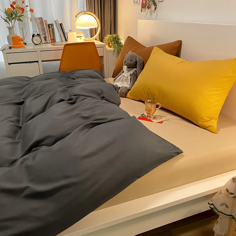 

Solid Color Bed Set High Quality Bedding Set Twin/Full/Queen/King Size 4/PCS Bed Sheet Duvet Cover Set
