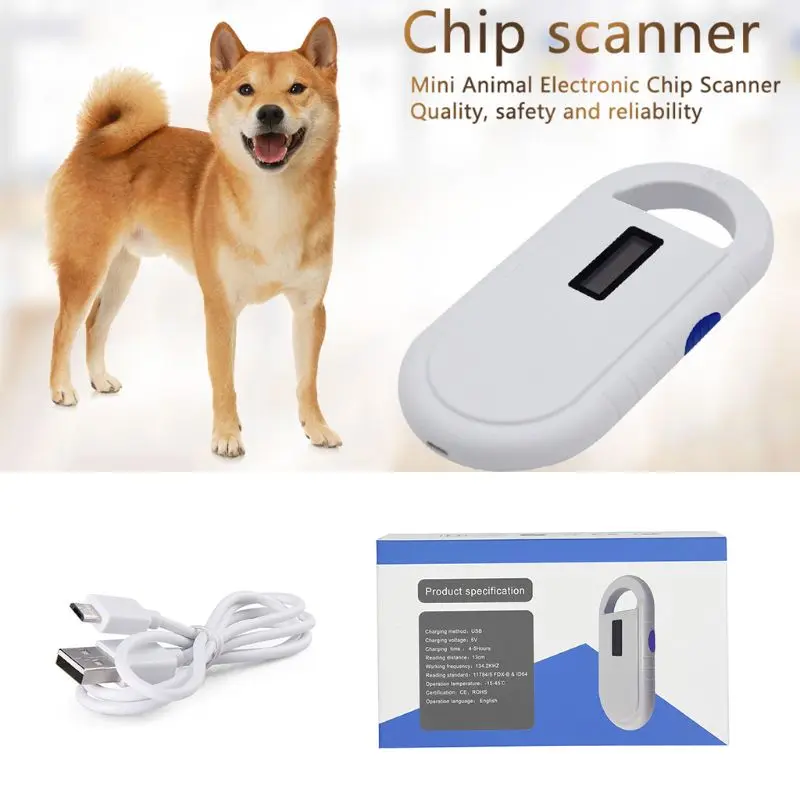 

ID Chip Scanner Pet Certificate Handheld Card Reader Animal Identification Glass Tube Tag Readers Dropshipping