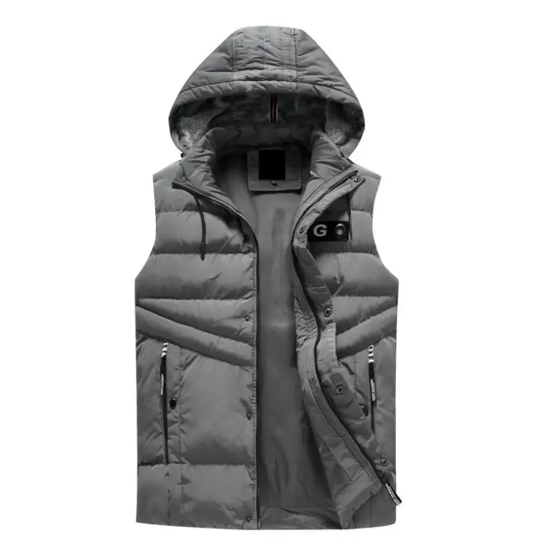 Мужской жилет с капюшоном зимний хлопковой подкладкой|Мужские жилеты и