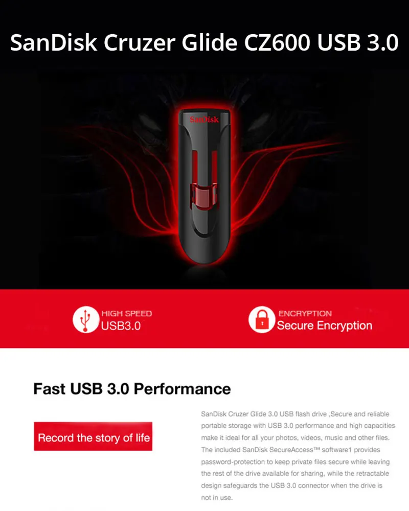 SanDisk 32 Гб USB3.0 флэш-накопитель 64 ГБ Флешка 128 ГБ флеш-карта памяти 256 ГБ USB ключ 16 Гб мини U диск CZ600 для планшетных ПК/ТВ/автомобиля