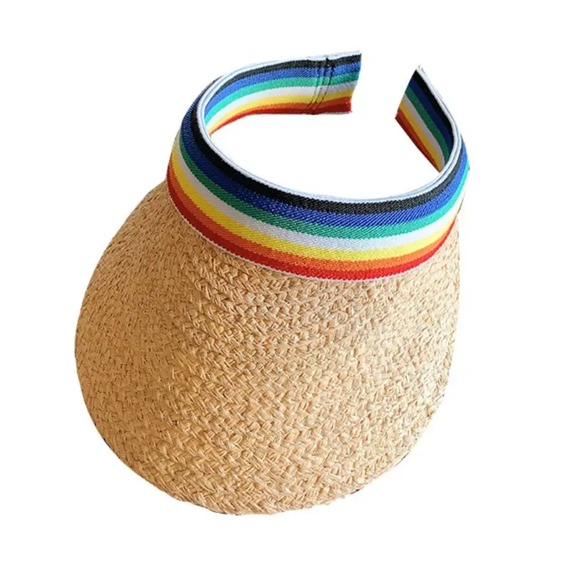 Женский соломенный солнцезащитный козырек из рафии шляпа пустая верхняя