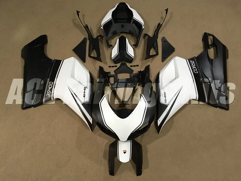 

New ABS whole Motorcycle Fairings Kit Fit for Ducati 848 1098 1198 2007 2008 2009 2011 2012 Bodywork set white black matte
