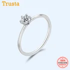 Trustdave Настоящее серебро 925 пробы модное простое милое Сверкающее CZ Кольцо на палец для женщин Свадебная вечеринка Изящные S925 ювелирные изделия DA1666