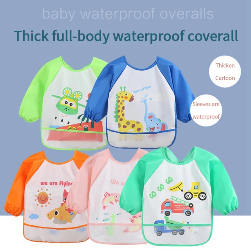 

Unisex Infant Toddler Baby Waterproof Long Sleeved Bib Burp Cloths Kids Cartoon Smock Feeding Accessories New Arrival