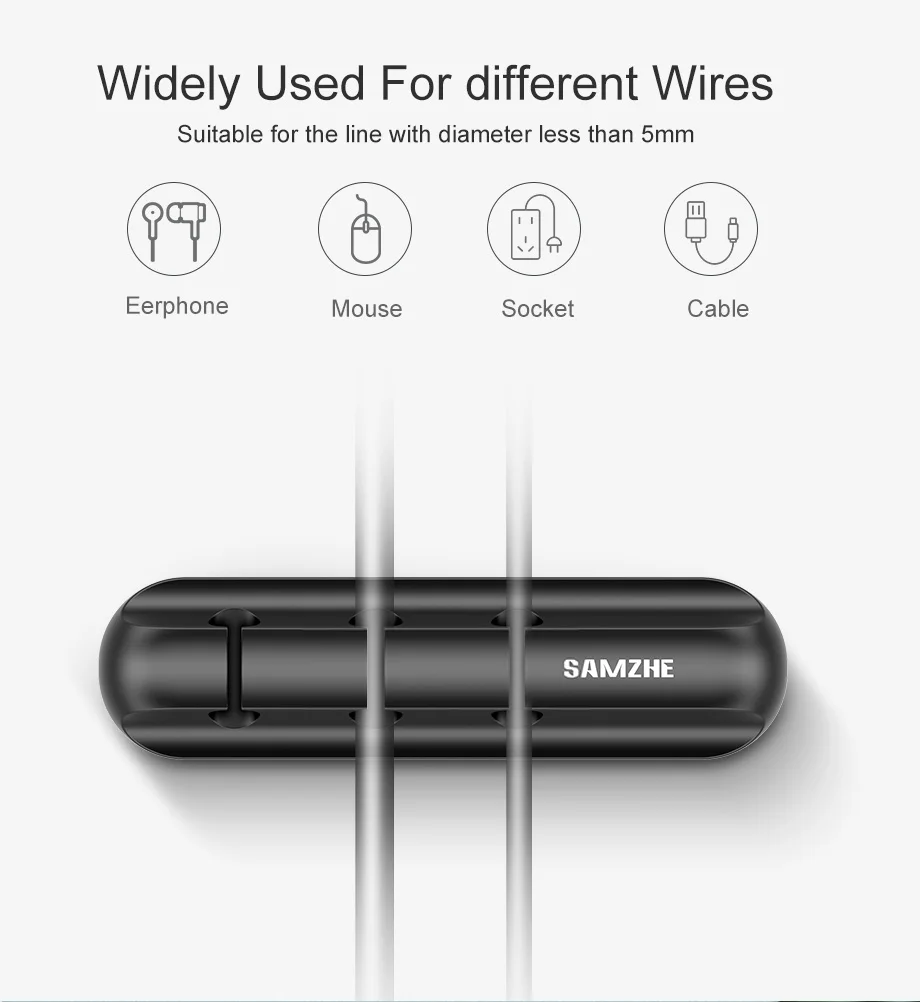 SAMZHE устройство для сматывания кабеля 5 зажимов USB Кабельный органайзер Настольный Кабельный Держатель для мыши, наушников, наушников, зарядный кабель в офисе, дома