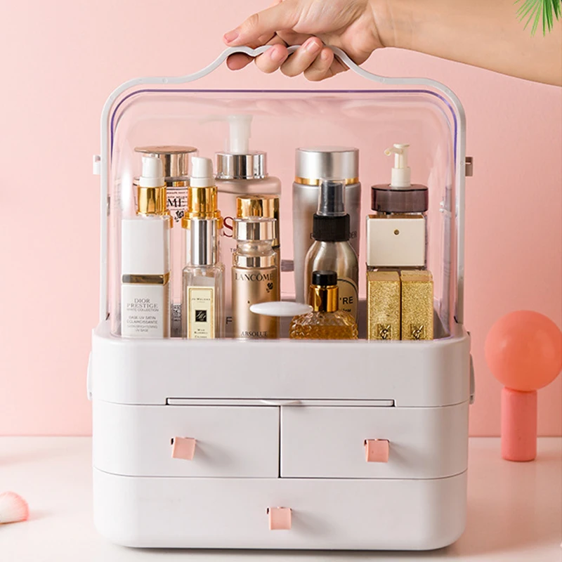 

Cosmetic Storage Box Skin Care Products Dressing Table Desktop Storage Box Portable Drawer Type Rotating Dust Box