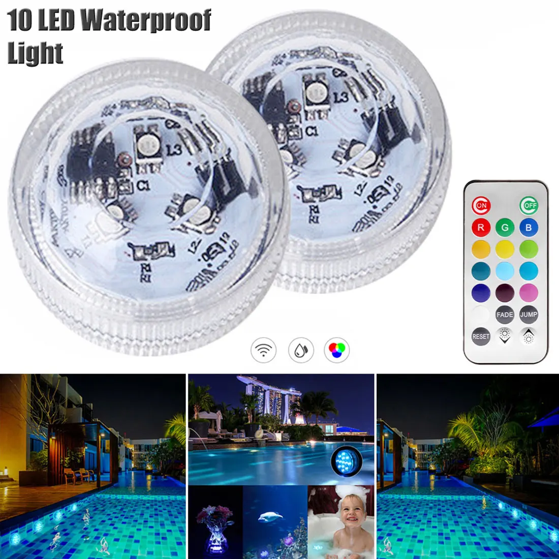 IP68 водонепроницаемый RGB погружной светодиодный подводный светильник Ночной для