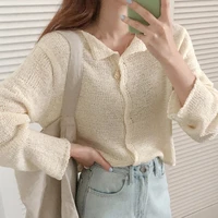 new oversize womens sweaters autumn winter sweater vintage buttons o neck cardigans single breasted puff sleeve loose cardigan