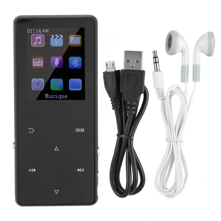 1 8 &quotTFT экран портативный мини Bluetooth MP3 музыкальный плеер Поддержка USB/FM/TF Черный