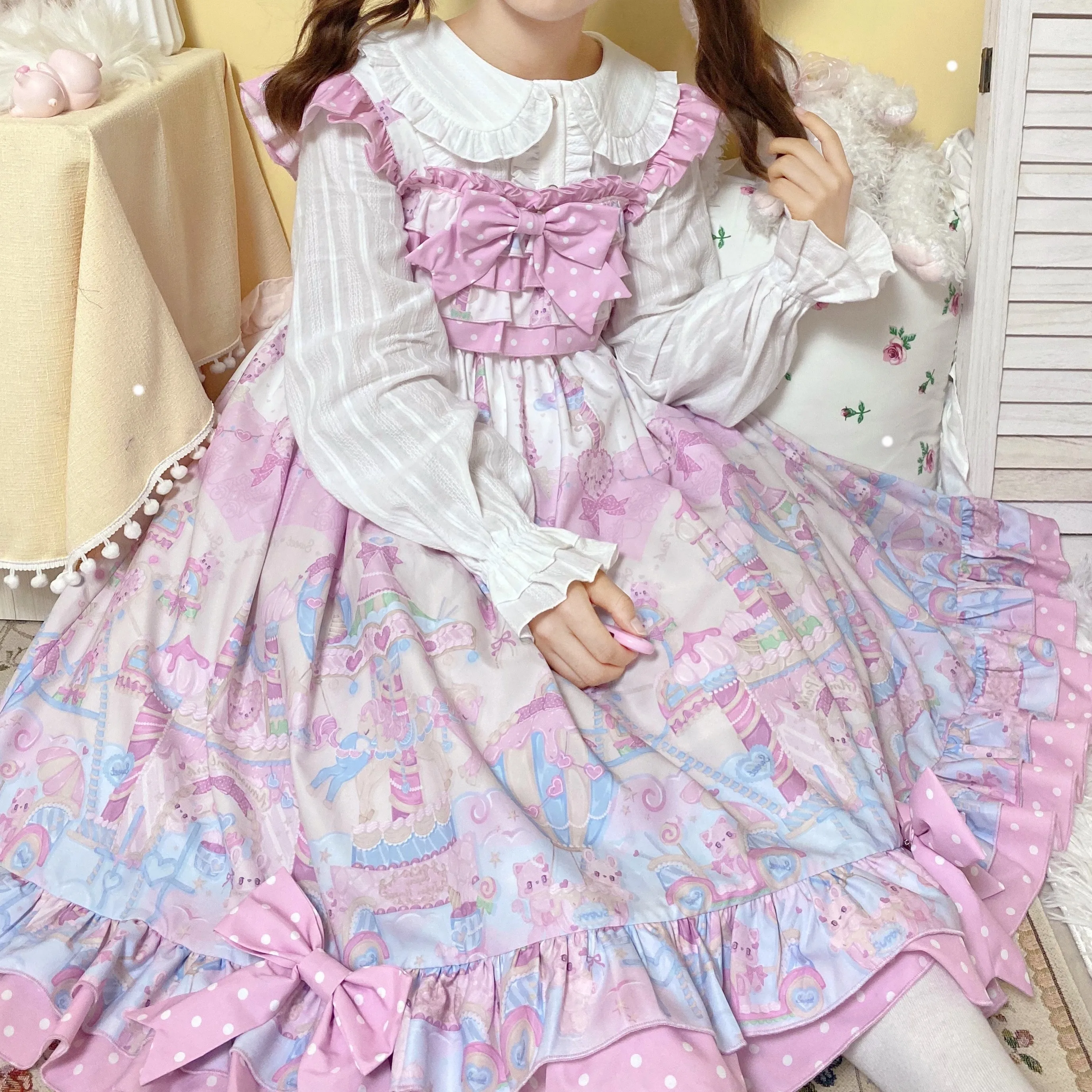 

White Sugar Girl {Spot} ~ Factory Original Design Lolita Dress Cute Magic Amusement Park Sling JSK Dress Autumn