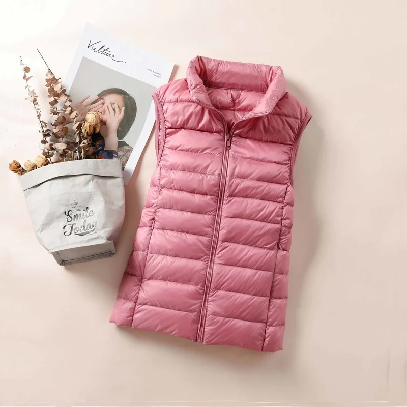 

New Women Sleeveless Women's Ultra Light Down Cotton Vests Slim Jacket Girl Gilet Plus Lightweight Windproof Warm Waistcoat Y375