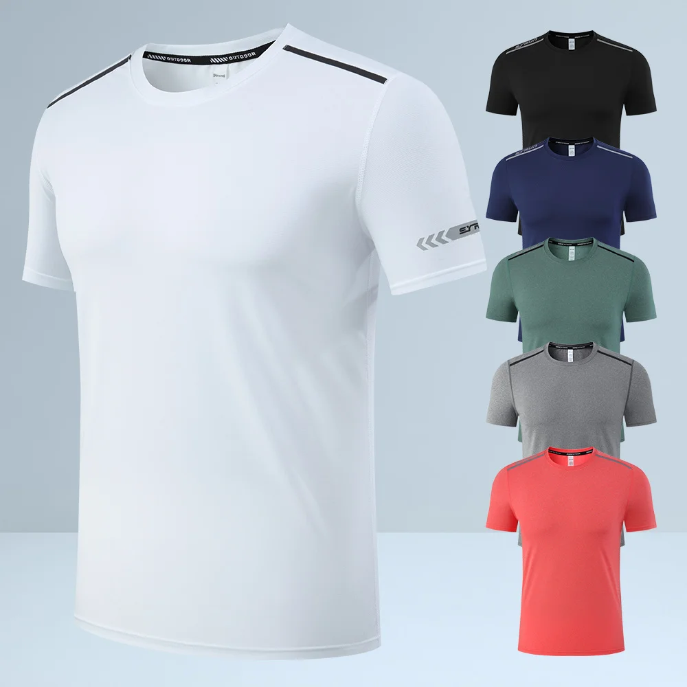 

Summer Running Quick Drying Short Sleeve Sport T Shirt Gym Jerseys Fitness Shirt Running Trainer Breathable T Shirt Men Football