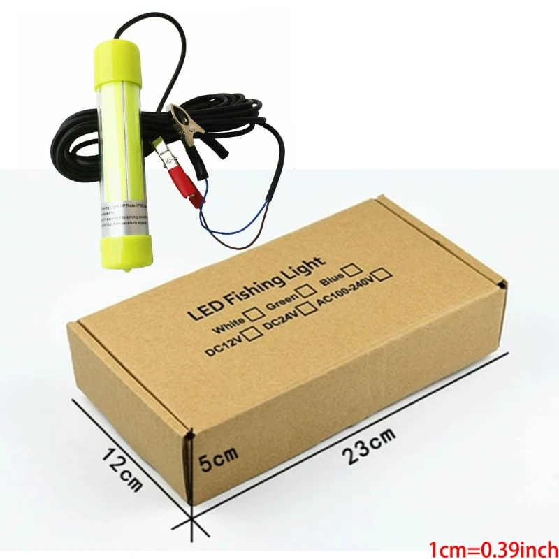 

12V 100W LED Submersible Fishing Light Underwater Light Finder Lure Bait Lamp, IP68 Outdoor Night Fishing Light Fish Attracting