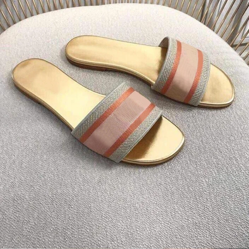 

2021 Luxury Brand Shoes Women Slippers letter embroidery beach slippers classic style women shoes Luxury Slides Shoes Women