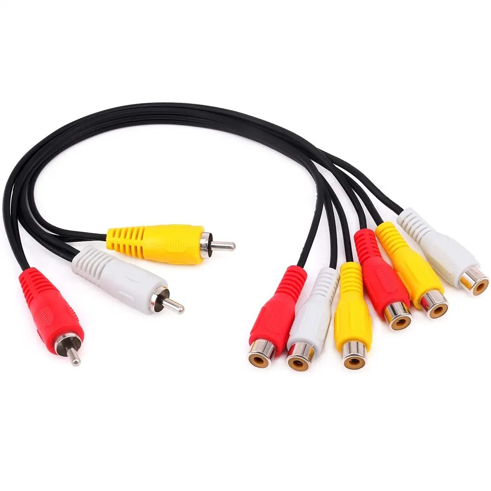 

3 RCA Male Jack to 6 RCA Female Plug Splitter Audio Video AV Adapter Cable for TV DVD Player TV BOX