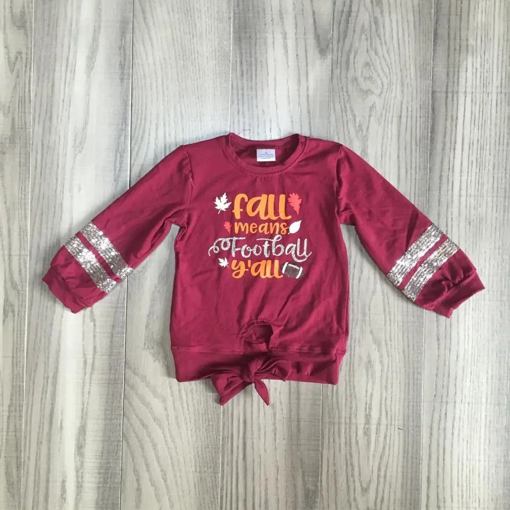 Детская одежда для девочек футболки с шариками Осень означает футбол y'all