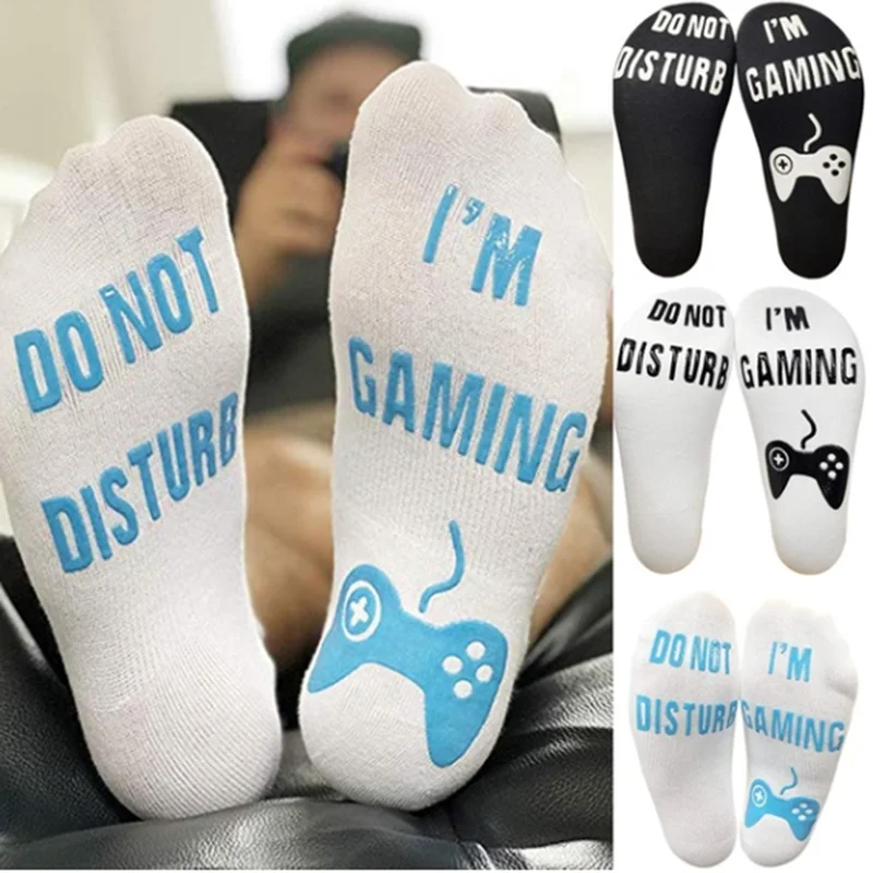 

Letter&Games Printed Men Socks Hot Sale Unisex Casual Streetwear Skateboard Elastic Cotton Short Socks Funny Stretch Ankle Sock