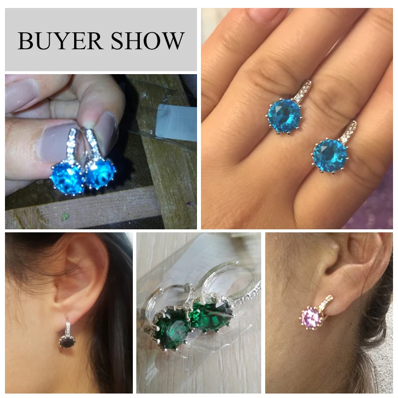 

SHUANGR Fashion 10 Colors AAA CZ Element Stud Earrings For Women Vintage Crystal Earrings Statement Wedding Jewelry