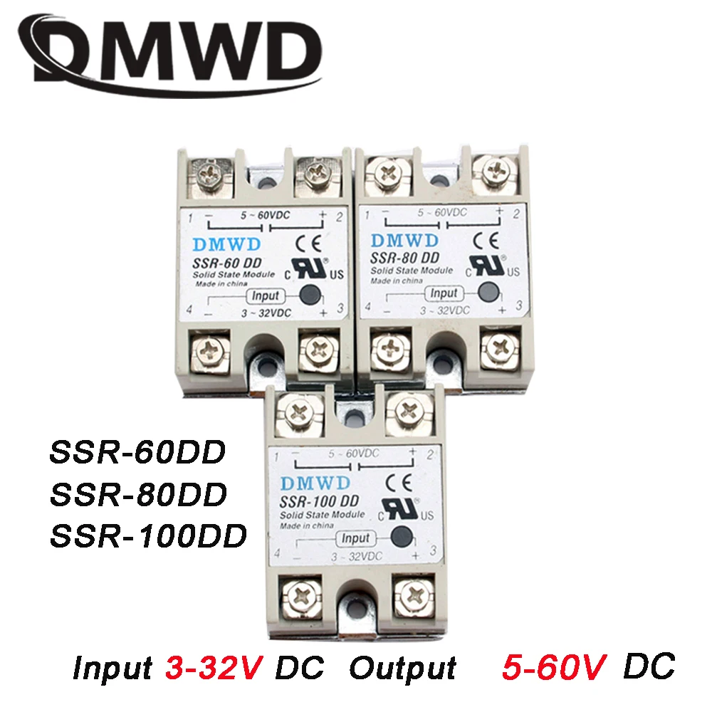Твердотельные реле SSR 60DD 80DD 100DD 60A 80A 100A DC Управление генератор импульсов 3 32VDC для 5