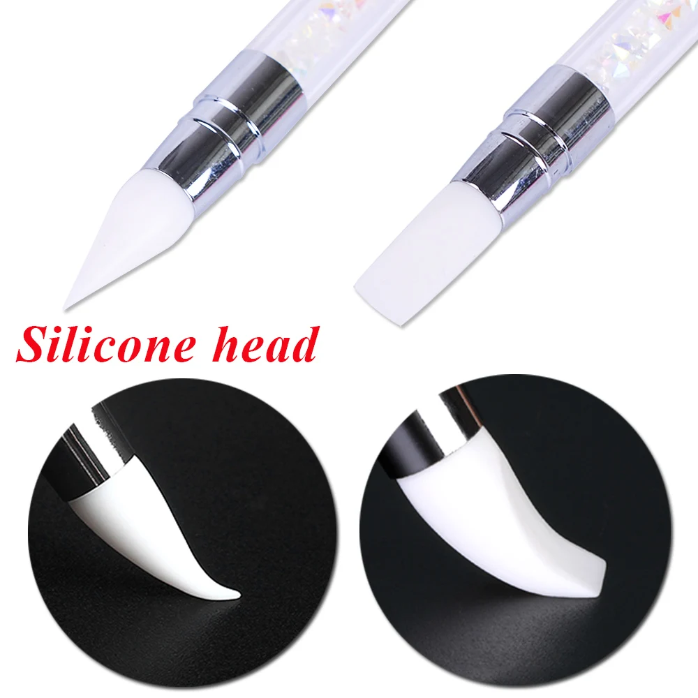 1 шт. ручка для ногтей двухсторонняя 2-сторонняя силиконовая скульптурная 3D