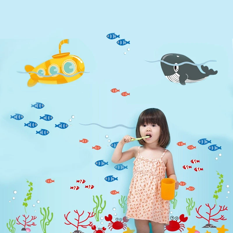 Мультяшная Милая морская подводная лодка КИТ DIY Съемные наклейки на стену для