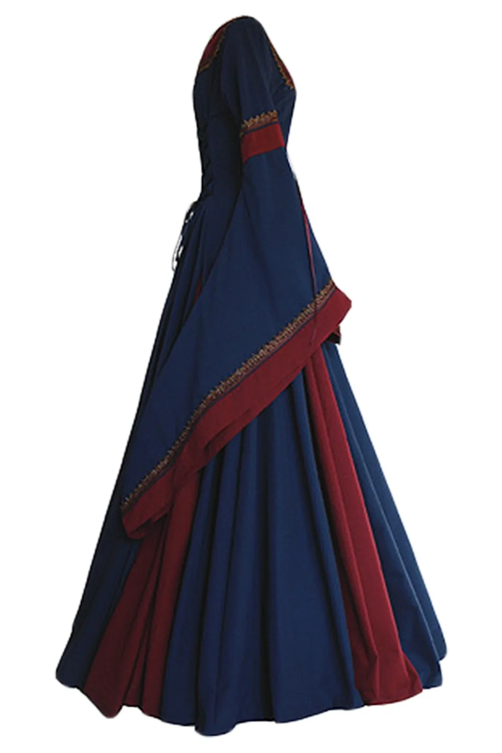 Лидер продаж воротник Длинный рукав с расклешенными рукавами длинное платье