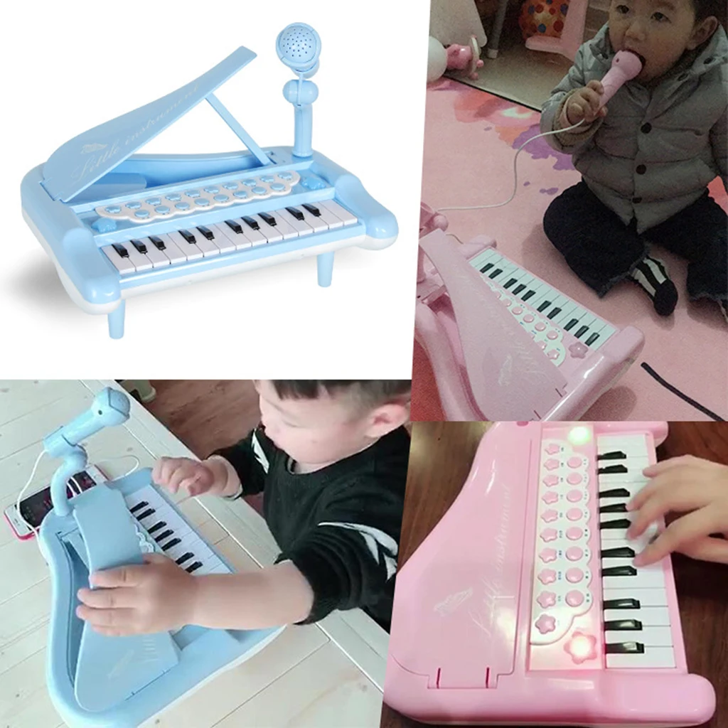 Дети электронная клавиатура Мини пианино стул микрофон музыкальная игрушка в