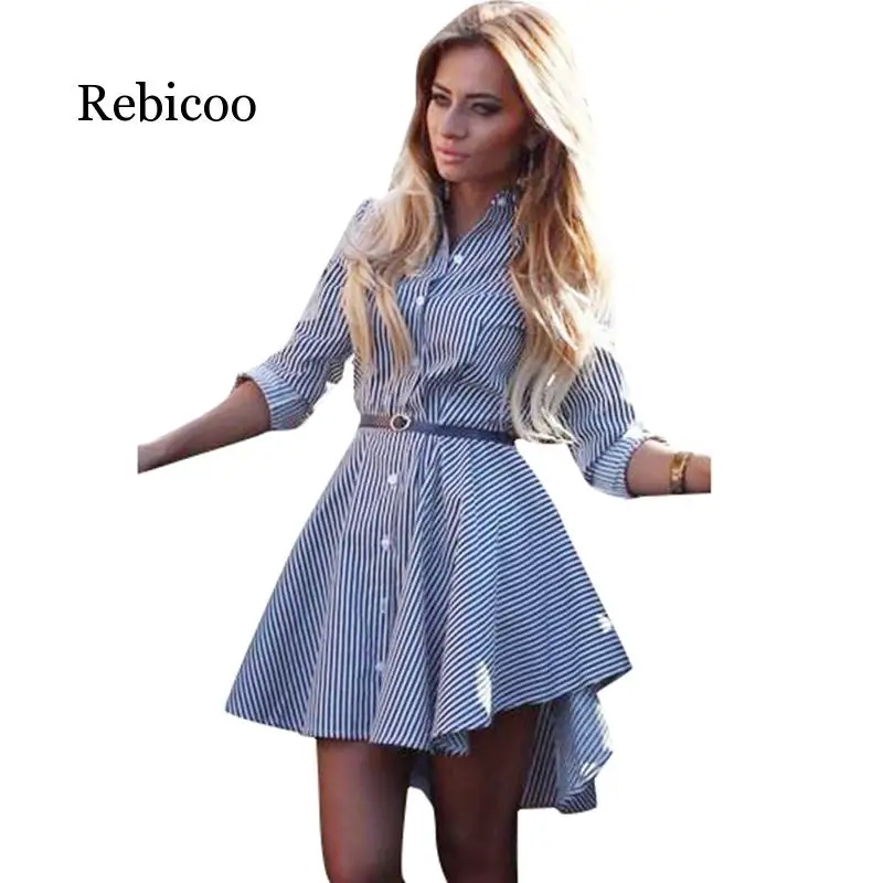 Женское офисное платье с длинным рукавом Anself повседневное асимметричное