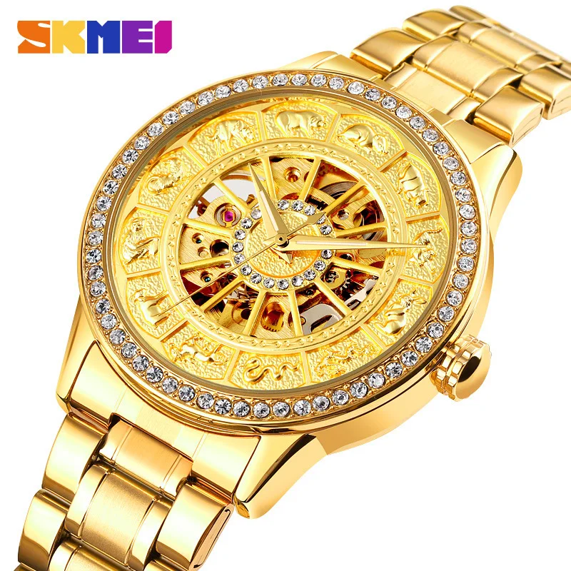 

2021 Watch Fashion Creative Zodiac Diamond Dial Waterproof Pointer Casual Men's Fully Automatic Mechanical Watch Limited Edition