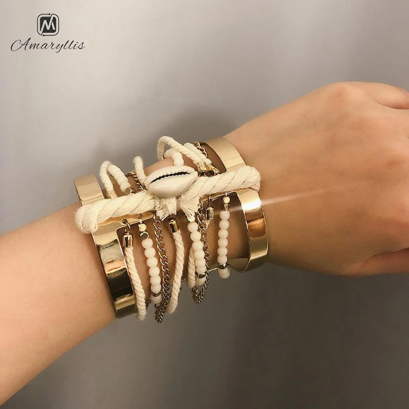 Amaiyllis ручной работы из натуральной ракушки веревочная цепочка Женская богемная