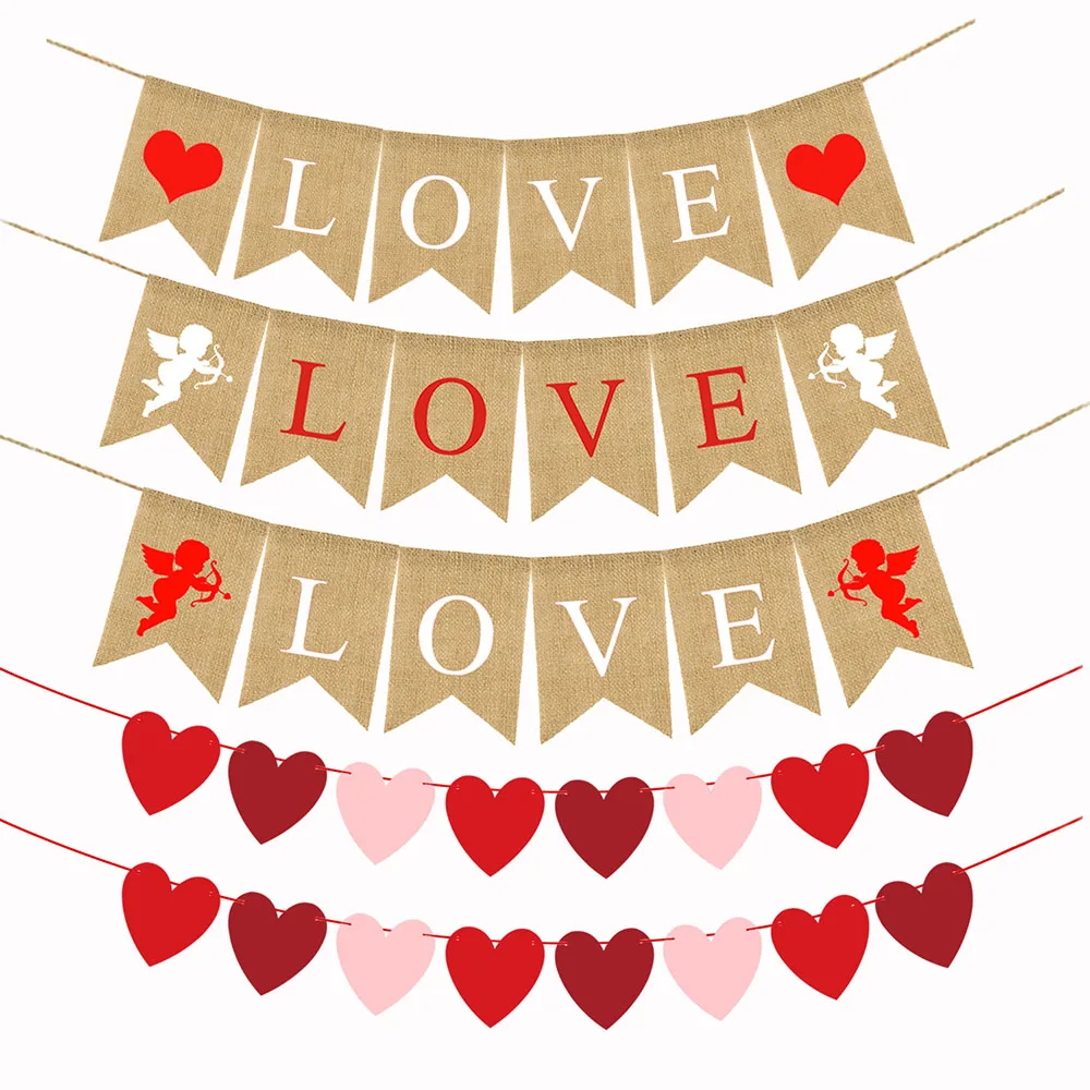 

Happy Valentine's Day Cupid Love Banner Party Decoration For Home Wedding Party Flag