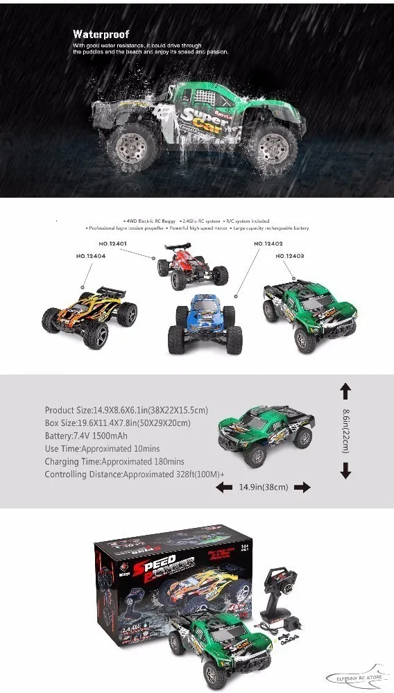 WLtoys 12403 радиоуправляемые машинки 1/12 4WD с дистанционным управлением, дрифт, внедорожный Rar, высокая скорость, Бигфут, автомобиль, короткий грузовик, Радиоуправление, гоночные машины