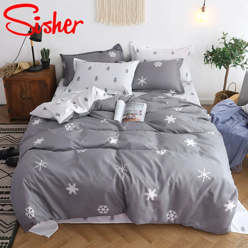 Grey Sisher, нордический Комплект постельного белья, хлопковое детское милое одеяло с изображением животных, пододеяльник и простыня в полоску, плед, размер, один, двойной, queen King - Цвет: Grey