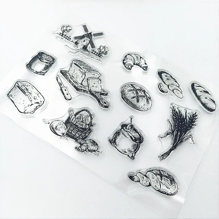 Прозрачные штампы с изображением вкусного хлеба 11 х16 см силиконовые пломбы