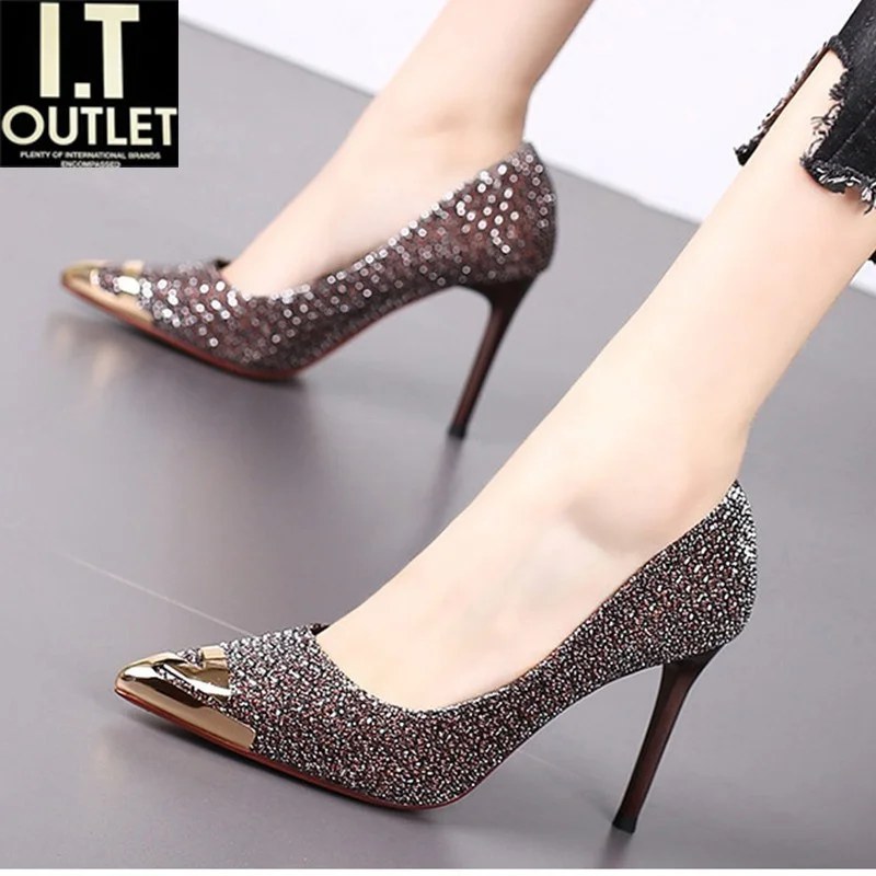

High Heels 2021 Fashion Black Red Gold Heels For Women Shoe Casual Ladies Dress Shoes Shallow Solid Women's Pumps Talons Hauts