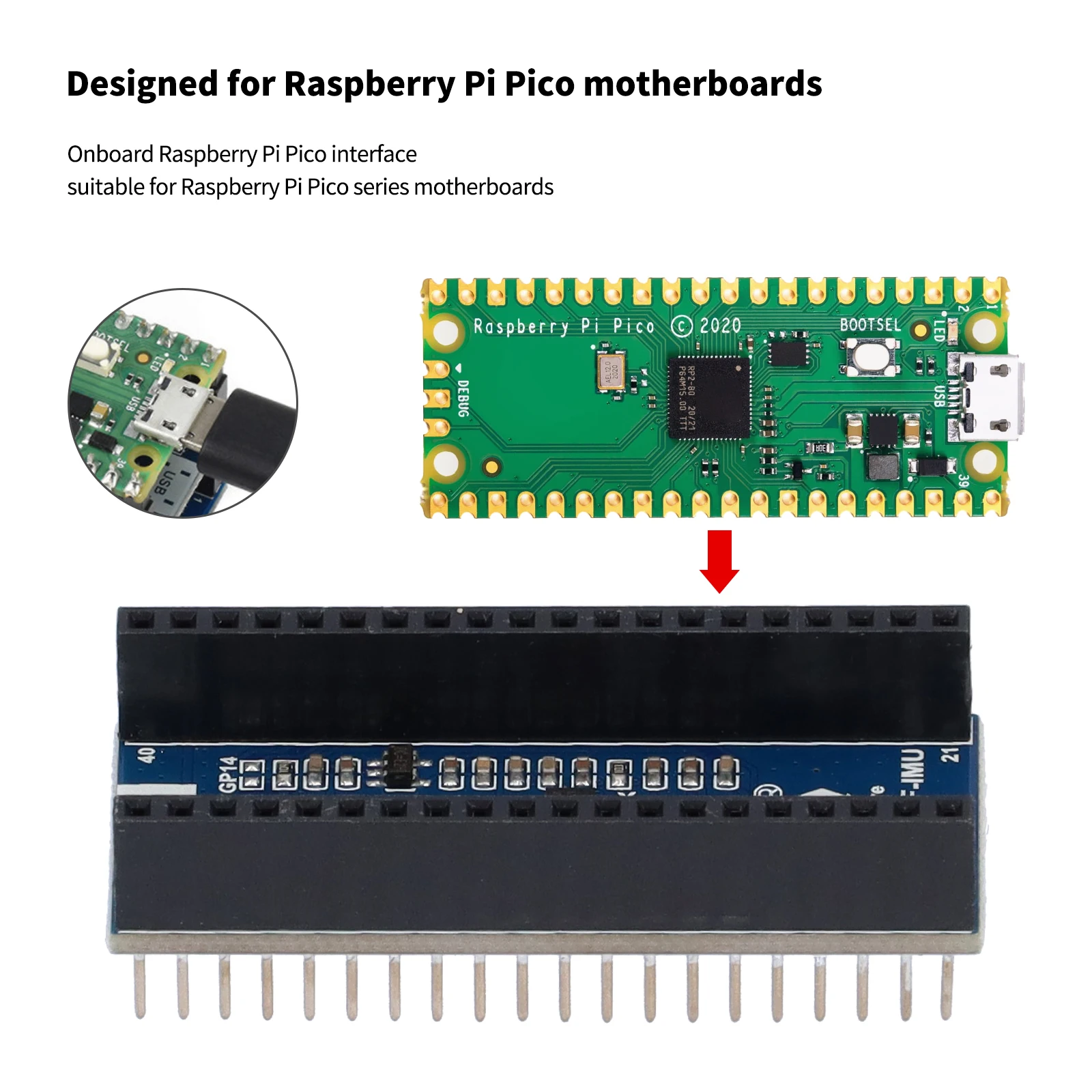 

Blue Expansion Board for Raspberry Pi Pico RP2040 Development Board ICM20948 10-Axis Sensor Expansion Board 5V Module