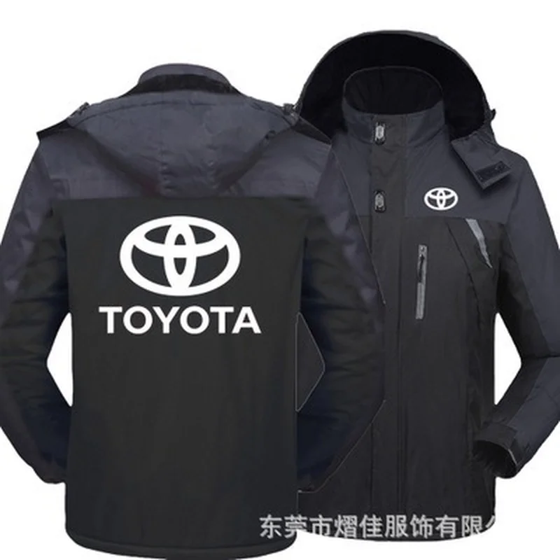 

Зимняя мужская куртка для Toyota с логотипом автомобиля, толстое бархатное теплое пальто, Мужская ветрозащитная верхняя одежда с капюшоном, по...