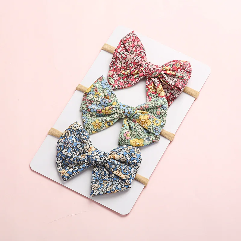 Детская повязка на голову с принтом для волос девочек аксессуары из хлопка и льна