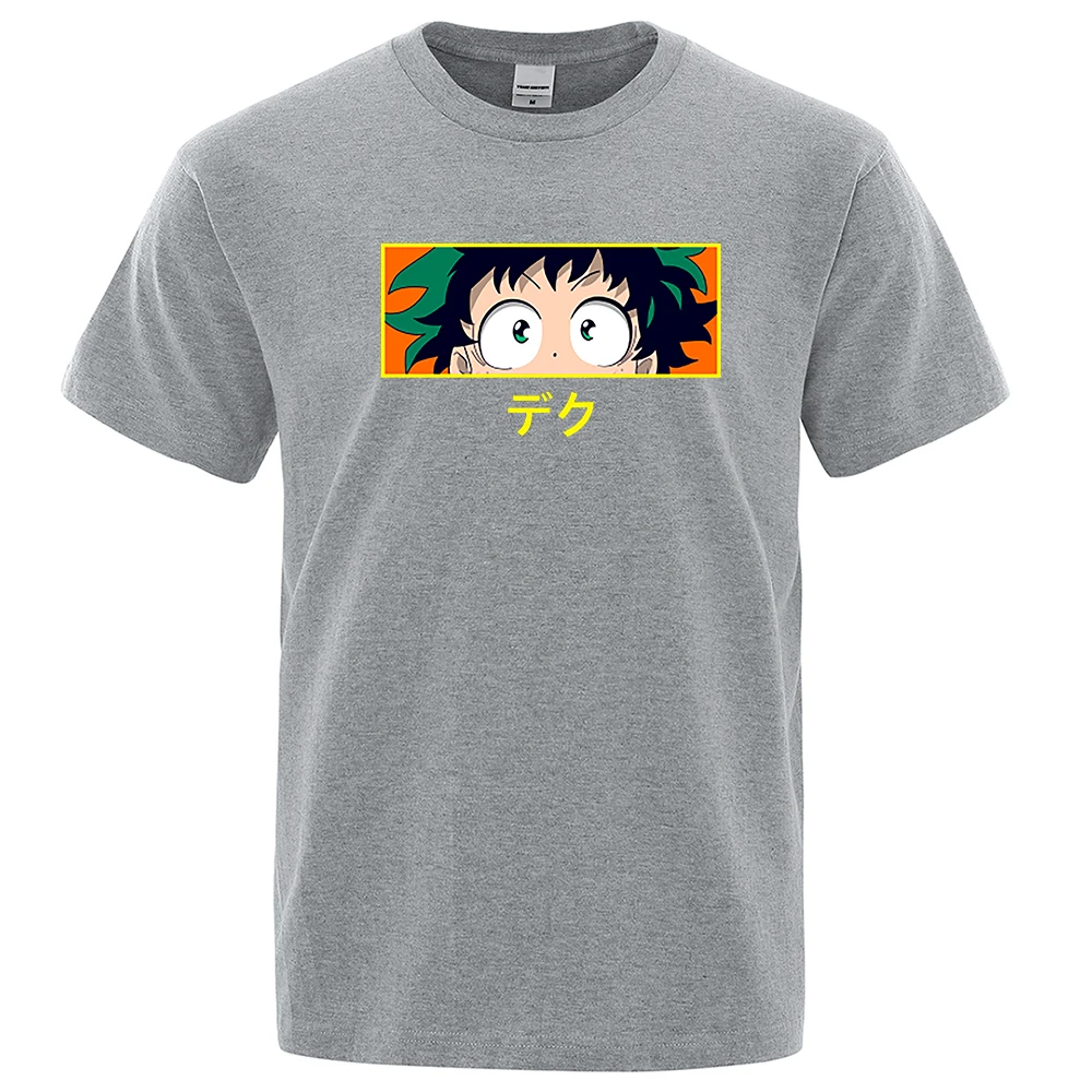 

Летняя Хлопковая мужская футболка с принтом моя геройская академия, повседневные личные уличные футболки, футболки большого размера, уличн...