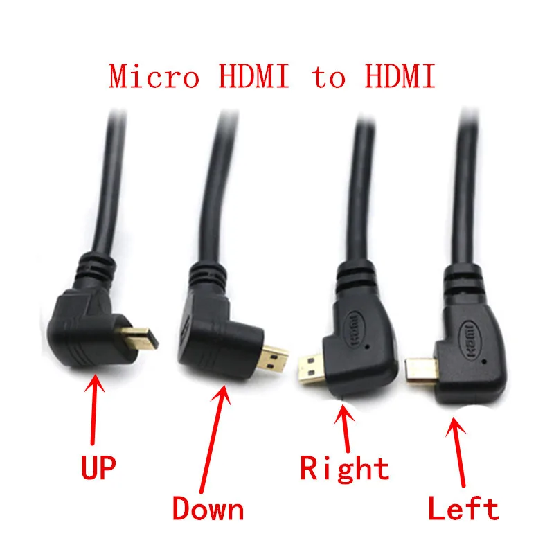 HDMI кабель Micro hdmi 90 градусов Прямоугольный штекер к HDMI Женский вверх и вниз и влево HDTV для мобильных телефонов планшеты 1080P 0,15 M