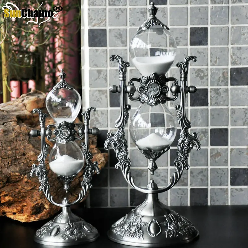 

15/30Min Metal Retro Hourglass Home Desktop Decor Sand Clock Kitchen Timer Sandy Clocks Gift Girlfriend Wedding Birthday Gifts