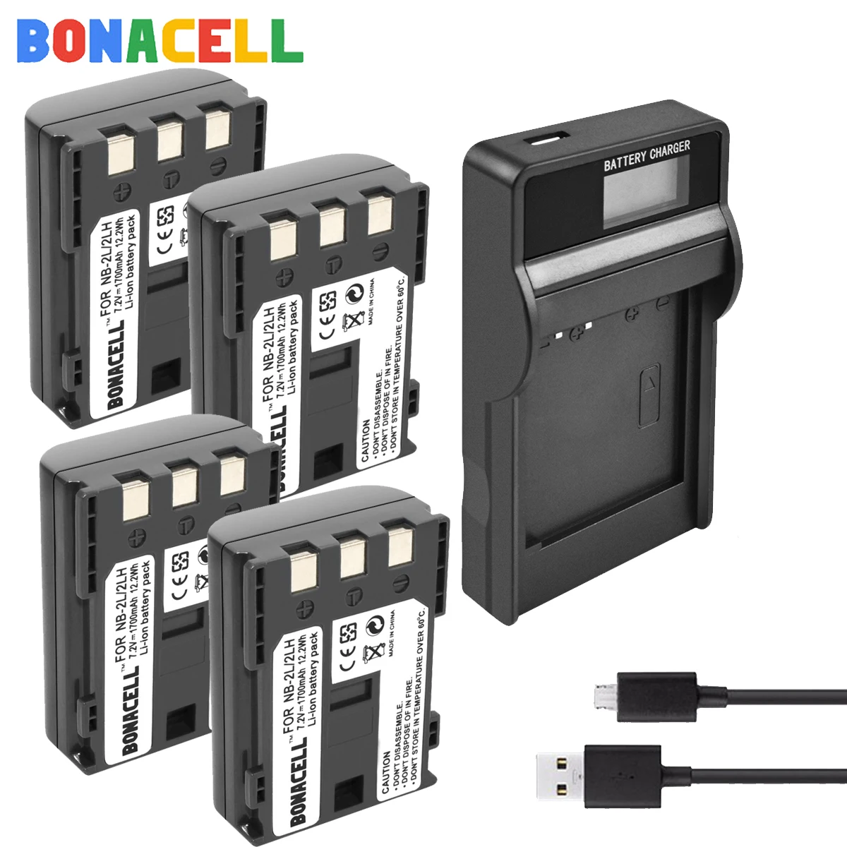 Bonacell 1.7Ah NB 2L 2LH батарея + ЖК зарядное устройство для цифровой камеры Canon EOS 400D S80 S70 S50