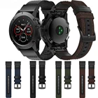 Ремешок из нейлона и кожи, 26 мм, для Garmin Fenix 5X, 5xplus, 6X, 6X Pro, 3HR