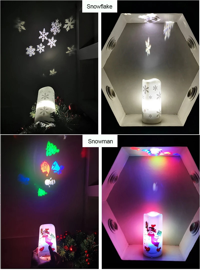 

Christmas LED Projection Light Candle Projection Light Night Light Christmas Decoration Home Glow Party Supplies Candle light
