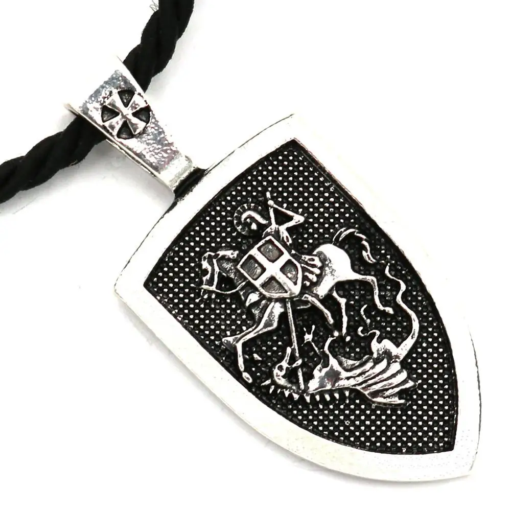 St. George Protect Us: Riding Horse to Slay Dragon - Saint Shield Pendant Religious Necklace for Prayer image 6