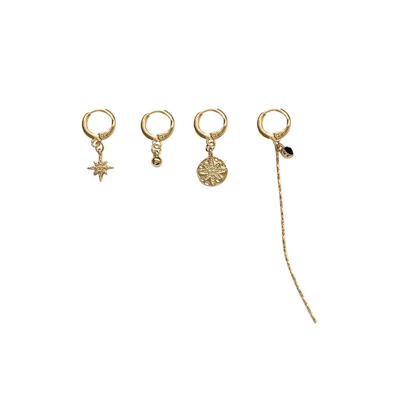 

2020 New Korean Vintage Earrings For Women Gold Ball Round Star Long Tassel Set Earrings Fashion Jewelry