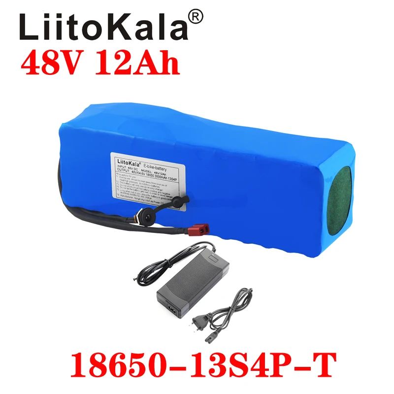 

Литиевая батарея LiitoKala 48 в 12 Ач 48 в 12 Ач, батарея для электрического велосипеда с зарядным устройством 54,6 в 2 а для двигателя 500 Вт 750 Вт 1000 Вт