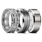 2021 модное мужское кольцо 8 мм серебристого цвета вольфрамовое обручальное кольцо двойной серебристый цвет скошенный край кольцо из нержавеющей стали для мужчин